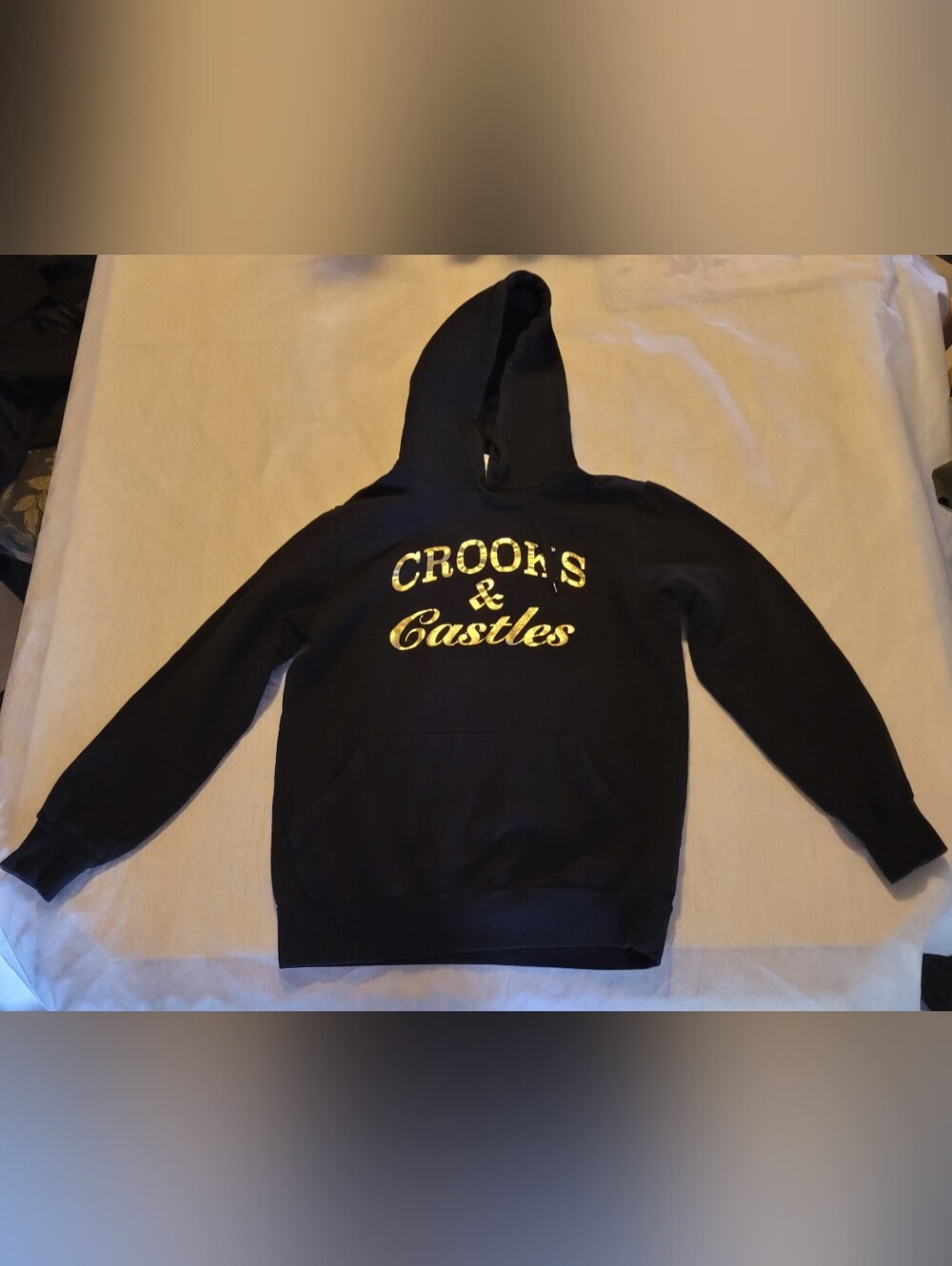 Crooks & Castles Kids Black Hoodie with Gold Logo